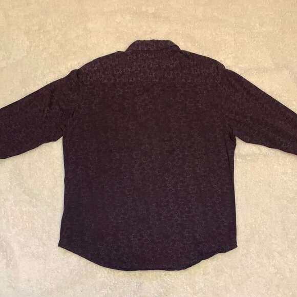 Joseph Abboud Mens Slim Fit Shirt Sz Lg Casual Button Patterned Long Sleeve Plum - Picture 2 of 9